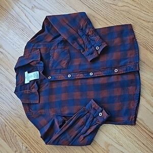 Toddler Boys Flannel Shirt (Burgundy/Navy)